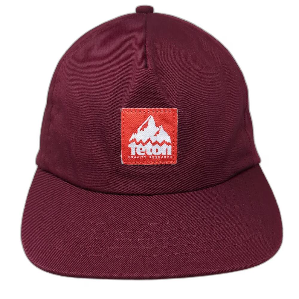 Teton Gravity Research 5 Panel Red Hat One Size Snapback Mountain Logo Patch